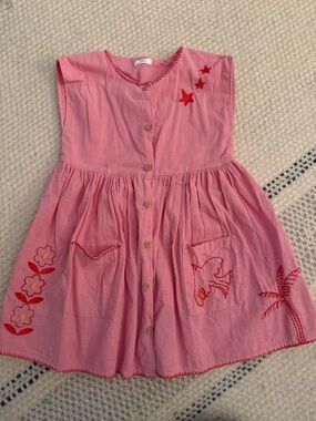 next Pink Dress with Red Embroidery
